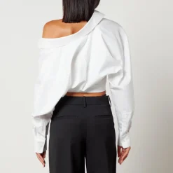 T-Shirts And Tops|Shirts And Blouses|Alexanderwang.T Alexander Wang Cropped Cotton-Poplin Wrap Shirt - US 2/UK 6
