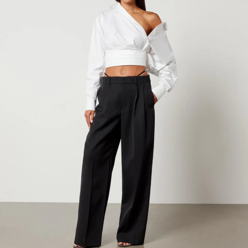 T-Shirts And Tops|Shirts And Blouses|Alexanderwang.T Alexander Wang Cropped Cotton-Poplin Wrap Shirt - US 2/UK 6