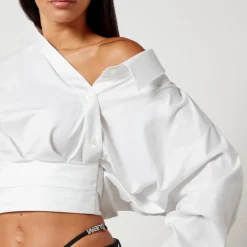 T-Shirts And Tops|Shirts And Blouses|Alexanderwang.T Alexander Wang Cropped Cotton-Poplin Wrap Shirt - US 2/UK 6