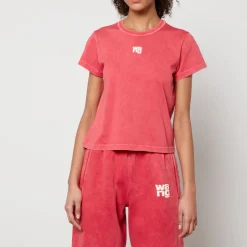 Loungewear|T-Shirts And Tops|Alexanderwang.T Alexander Wang Essential Logo-Print Cotton-Jersey T-Shirt - XXS