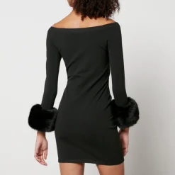 Dresses|Dresses|Dr. Martens Alexander Wang Faux Fur Trimmed Jersey Off-Shoulder Mini Dress - L