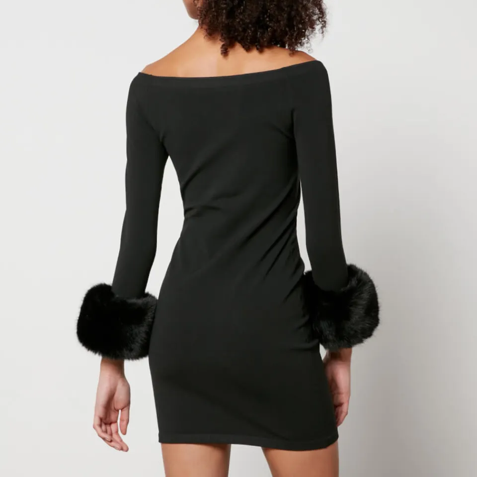 Dresses|Dresses|Dr. Martens Alexander Wang Faux Fur Trimmed Jersey Off-Shoulder Mini Dress - L