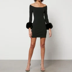 Dresses|Dresses|Dr. Martens Alexander Wang Faux Fur Trimmed Jersey Off-Shoulder Mini Dress - L