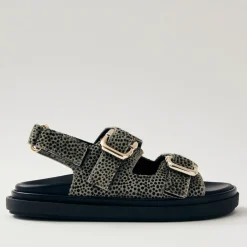 Sandals & Slides|Sandals|Dr. Martens ALOHAS Harper Calf-Hair Double-Strap Sandals - UK 3.5