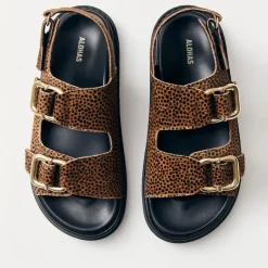 Sandals & Slides|Sandals|Daisy London ALOHAS Harper Calf-Hair Double-Strap Sandals - UK 4