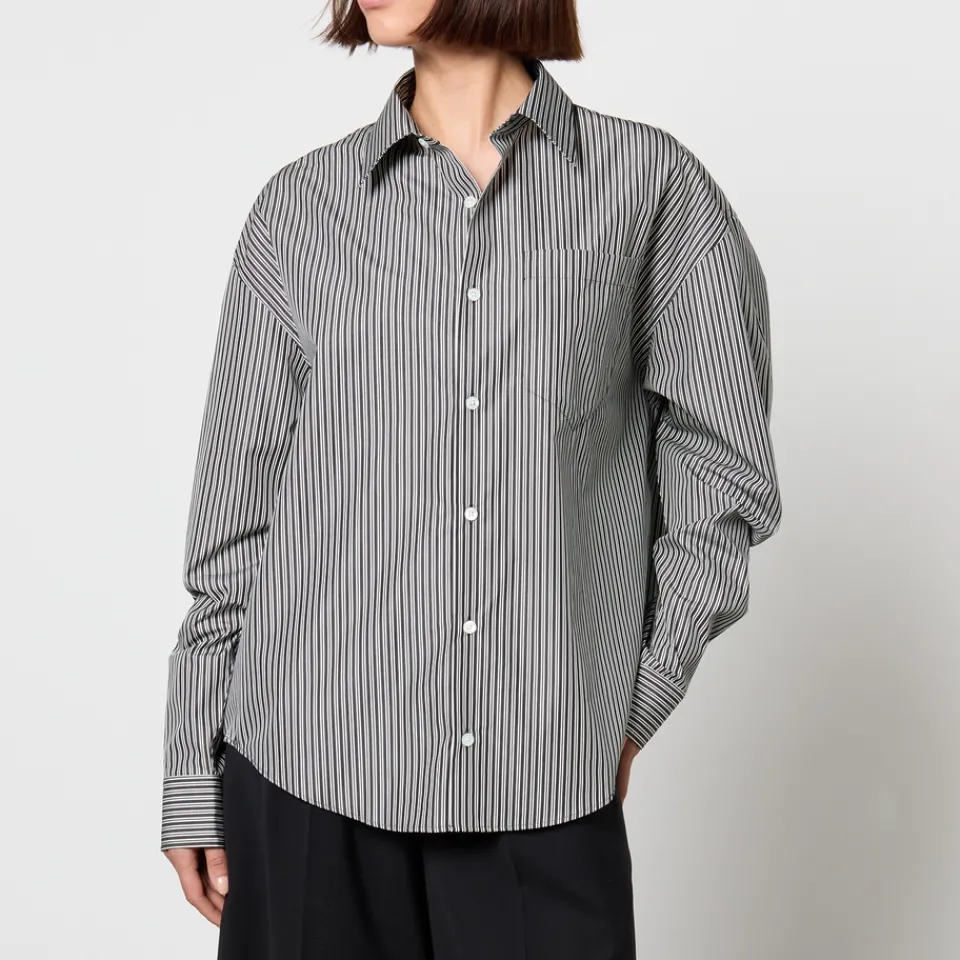 T-Shirts And Tops|Shirts And Blouses|AMI Boxy Fit Striped Cotton-Poplin Shirt - L