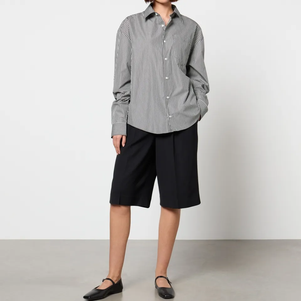 T-Shirts And Tops|Shirts And Blouses|AMI Boxy Fit Striped Cotton-Poplin Shirt - L
