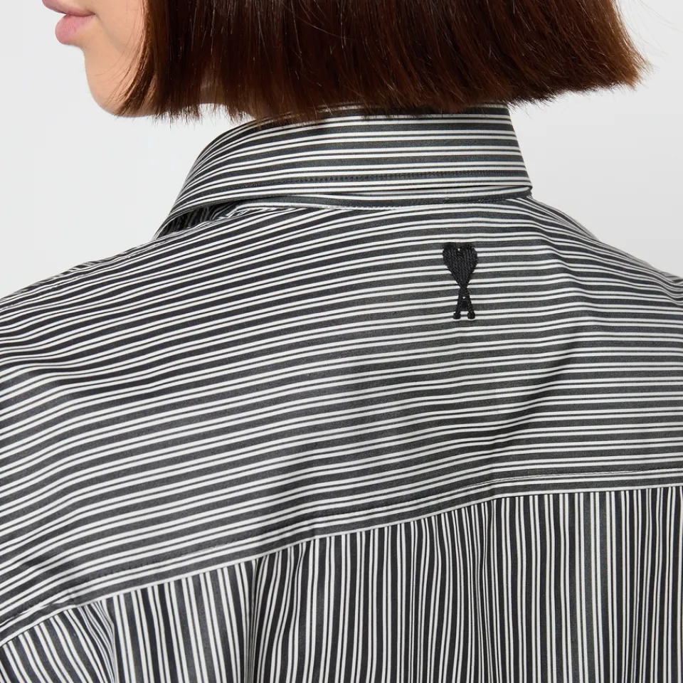 T-Shirts And Tops|Shirts And Blouses|AMI Boxy Fit Striped Cotton-Poplin Shirt - L