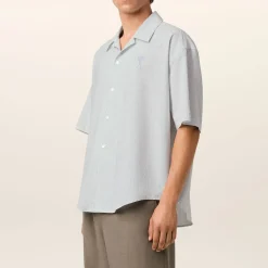 Shirts|Shirts|MKI MIYUKI ZOKU AMI Camp Collar Pinstriped Cotton Shirt - XL