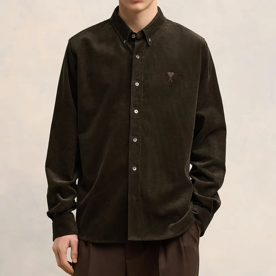 Shirts|Shirts|AMI Cotton-Corduroy Classic Fit Shirt - S