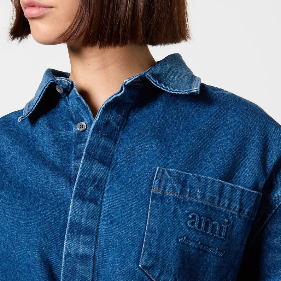 T-Shirts And Tops|Shirts And Blouses|Ganni AMI Cropped Denim Shirt - L