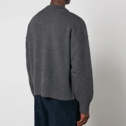 Cardigans|Knitwear|AMI De Coeur Logo Merino Wool Cardigan - M