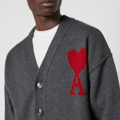 Cardigans|Knitwear|AMI De Coeur Logo Merino Wool Cardigan - M