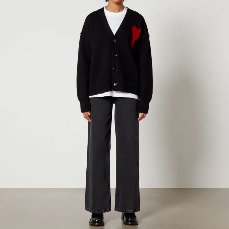 Knitwear|Vivienne Westwood AMI De Coeur Logo-Intarsia Wool Cardigan - S