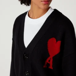 Knitwear|Vivienne Westwood AMI De Coeur Logo-Intarsia Wool Cardigan - S
