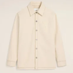 Shirts|Shirts|Café Kitsuné AMI Logo-Appliqué Cotton-Twill Overshirt - M