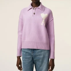 Loungewear|Knitwear|AMI Off White ADC Logo-Intarsia Wool Polo Jumper - M