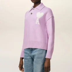 Loungewear|Knitwear|AMI Off White ADC Logo-Intarsia Wool Polo Jumper - M