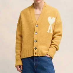 Cardigans|Knitwear|Maison Kitsuné AMI Off White De Coeur Alpaca-Blend Cardigan - L