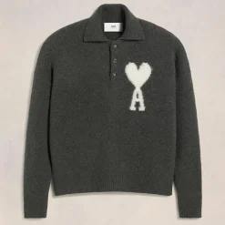 Polo Shirts|Dr. Martens AMI Off White De Coeur Alpaca-Blend Polo Shirt - XXL