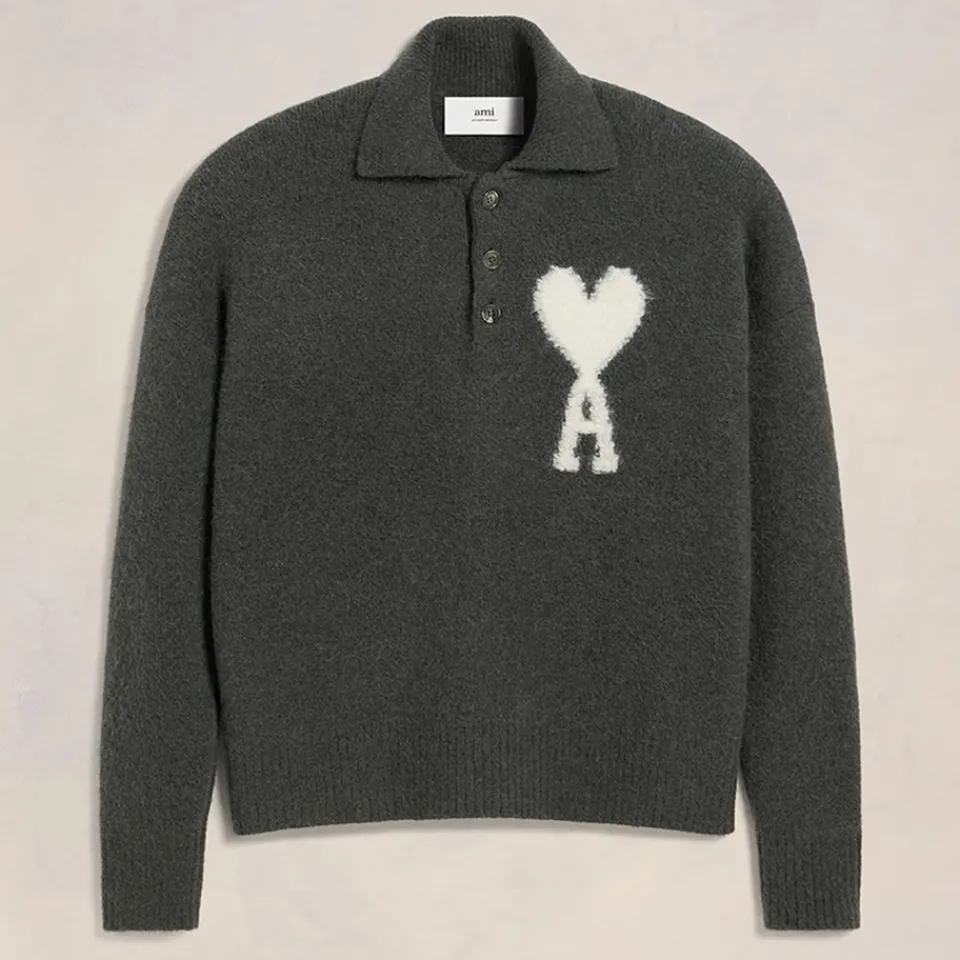 Polo Shirts|Dr. Martens AMI Off White De Coeur Alpaca-Blend Polo Shirt - XXL