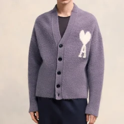 Cardigans|Knitwear|AMI Off White De Coeur Alpaca-Blend Cardigan - M