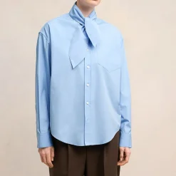 T-Shirts And Tops|Shirts And Blouses|Dr. Martens AMI Scarf Collar Cotton-Poplin Shirt - S