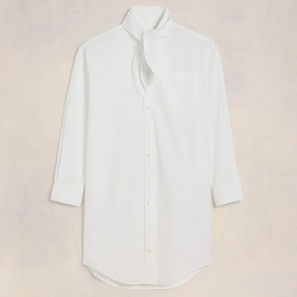 Dresses|Dresses|AMI Scarf Collar Cotton-Poplin Shirt Dress - FR 38/UK 10