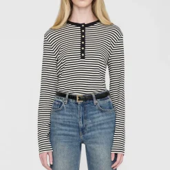 Loungewear|T-Shirts And Tops|Lacoste Anine Bing Alessia Striped Stretch-Cotton T-Shirt - XS
