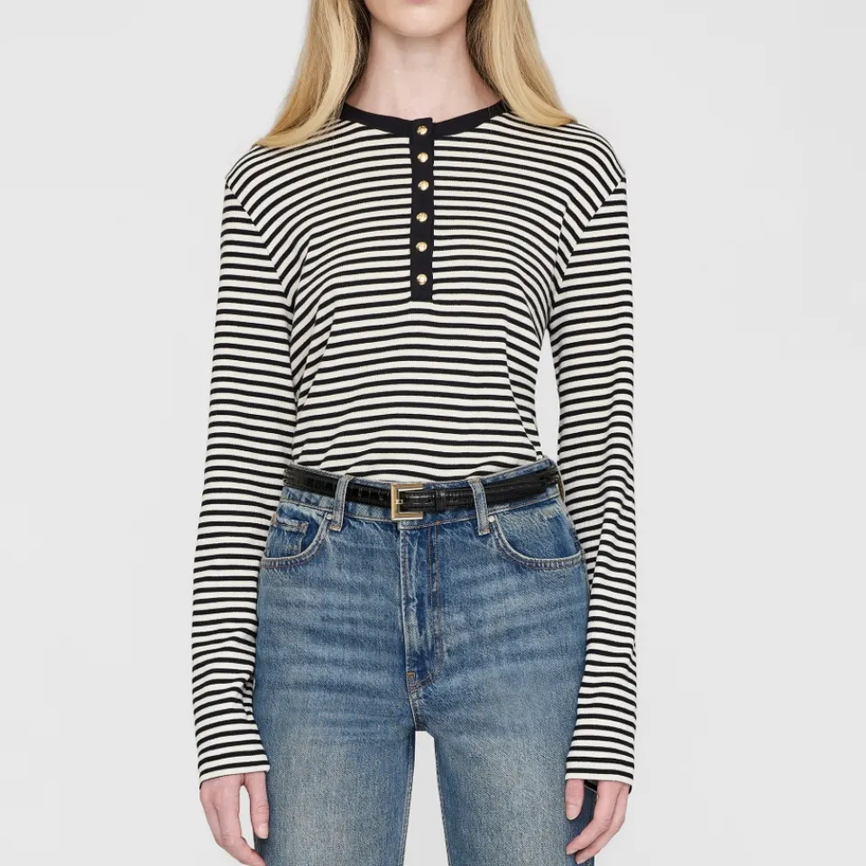 Loungewear|T-Shirts And Tops|Lacoste Anine Bing Alessia Striped Stretch-Cotton T-Shirt - XS