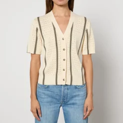 Knitwear|Hoka One One Anine Bing Camryn Cotton-Blend Pointelle-Knit Cardigan - XS