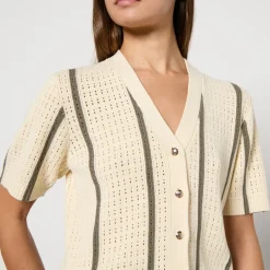 Knitwear|Hoka One One Anine Bing Camryn Cotton-Blend Pointelle-Knit Cardigan - XS