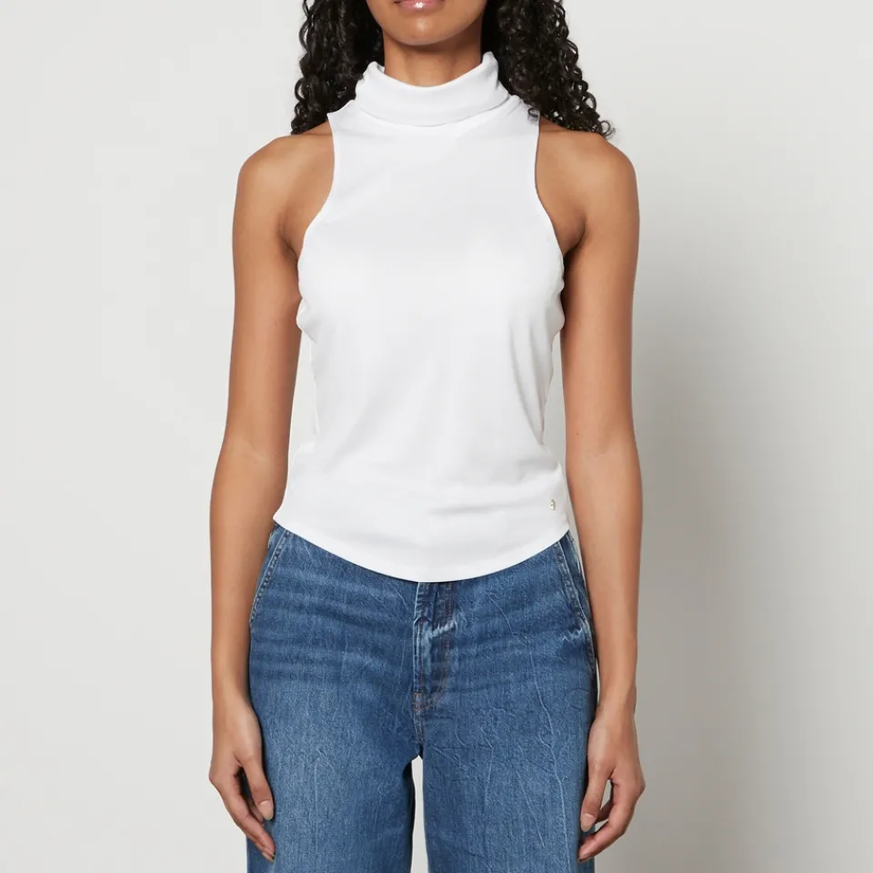 T-Shirts And Tops|Shirts And Blouses|Tory Burch Anine Bing Jennie Stretch-Jersey Sleeveless Turtleneck Top - XS