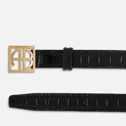 Belts|Dr. Martens Anine Bing Patent Croc-Effect Leather Belt - M/L