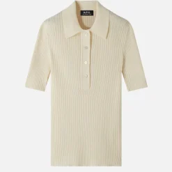 T-Shirts And Tops|A.P.C. A.P.C Danae Ribbed Cotton-Jersey Polo Top - L