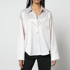 T-Shirts And Tops|Shirts And Blouses|Axel Arigato Ink Ombré Logo-Print Satin Shirt - S