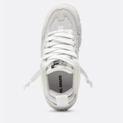 Trainers|REPRESENT x Coggles Axel Arigato Men's Area Patchwork Leather Basket Trainers - UK 7