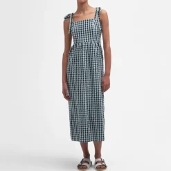 Dresses|Dresses|Marant Etoile Barbour Abigail Gingham Cotton-Seersucker Midi Dress - UK 12