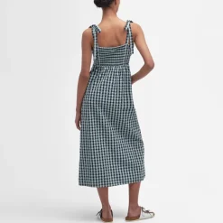 Dresses|Dresses|Marant Etoile Barbour Abigail Gingham Cotton-Seersucker Midi Dress - UK 12