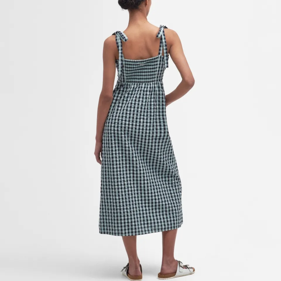Dresses|Dresses|Marant Etoile Barbour Abigail Gingham Cotton-Seersucker Midi Dress - UK 12