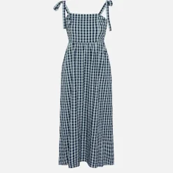 Dresses|Dresses|Marant Etoile Barbour Abigail Gingham Cotton-Seersucker Midi Dress - UK 12