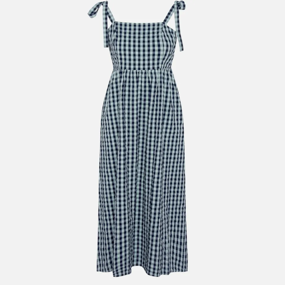 Dresses|Dresses|Marant Etoile Barbour Abigail Gingham Cotton-Seersucker Midi Dress - UK 12