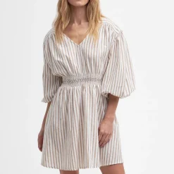 Dresses|Dresses|Ganni Barbour Ella Striped Cotton-Blend Dress - UK 12