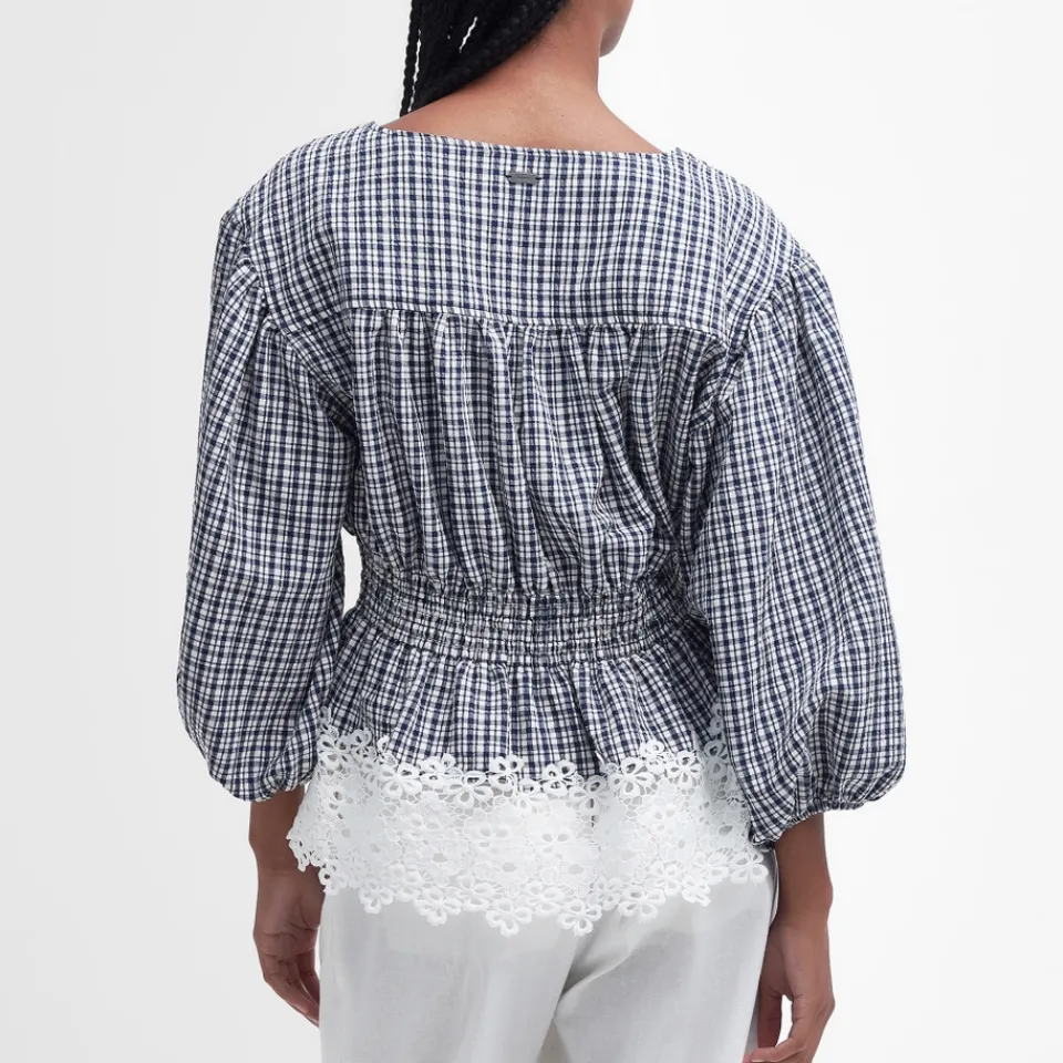 T-Shirts And Tops|Shirts And Blouses|Dr. Martens Barbour Glamis Broderie Anglaise Checked Woven Top - UK 8