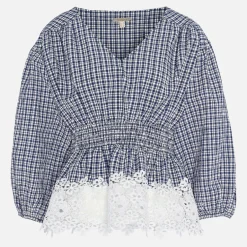 T-Shirts And Tops|Shirts And Blouses|Dr. Martens Barbour Glamis Broderie Anglaise Checked Woven Top - UK 8