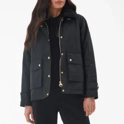 Jackets|Coats|Autry Barbour International Aprila Waxed-Cotton Jacket - UK 18