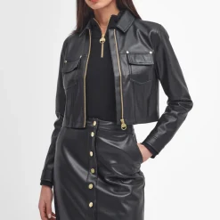 Jackets|Coats|Barbour International Aria Faux Leather Overshirt - UK 16
