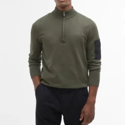 Knitwear|Barbour International Blades Cotton Half Zip Knit Jumper - XL