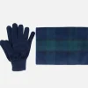 Scarves|Dr. Martens Barbour Men's Tartan Scarf and Gloves Gift Set - Navy Check