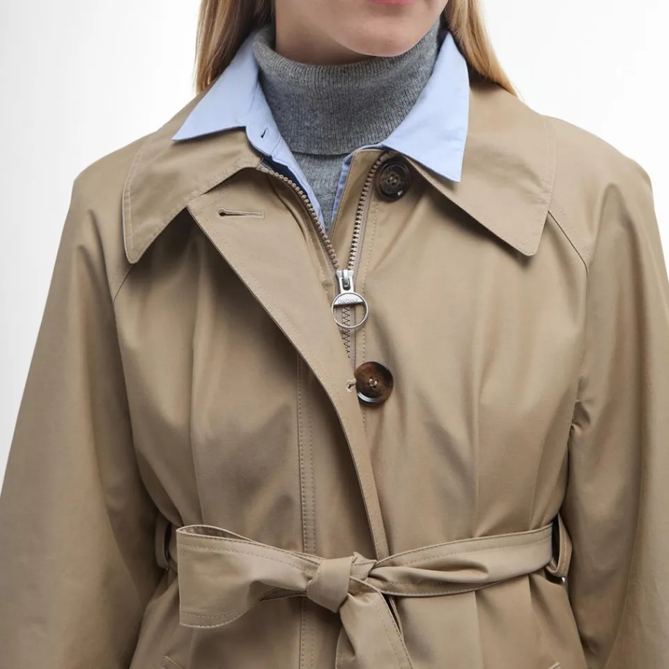 Jackets|Coats|Vagabond Shoemakers Barbour Women's Barbour Beatrix Showerproof Trench - Light Trench/Sky Dress Tartan - 10